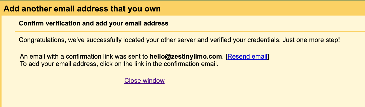 Gmail confirmation-sent screen